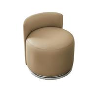 Pouf rond avec repose-pieds en cuir, tabouret de coiffeuse avec dossier, pouf pivotant, chaise basse de loisirs pour dressing et salon (marron)