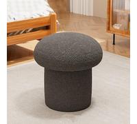 Pouf rond avec tissu en laine d'agneau doux en bois massif pour salon, chambre à coucher, bureau, cuisine, balcon, repose-pieds élégant et confortable.