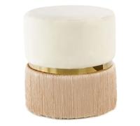Pouf Rond Bicolore "Rebecca" 44cm Ivoire & Champagne Beige G