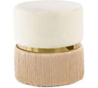 Pouf Rond Bicolore "Rebecca" 44cm Ivoire & Champagne Beige G