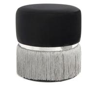 Pouf Rond Bicolore "Rebecca" 44cm Noir & Gris