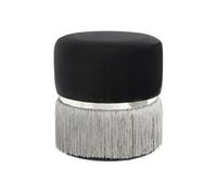 Pouf Rond Bicolore "Rebecca" 44cm Noir & Gris