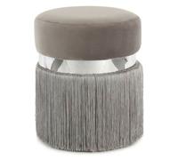 Pouf Rond Bicolore ""Rebecca"" 45cm Gris & Argent