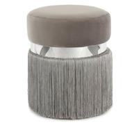 Pouf Rond Bicolore ""Rebecca"" 45cm Gris & Argent