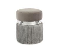 Pouf Rond Bicolore "Rebecca" 45cm Gris & Argent
