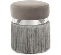 Pouf Rond Bicolore "Rebecca" 45cm Gris & Argent Gris