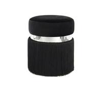 Pouf Rond Bicolore "Rebecca" 45cm Noir & Argent Noir G