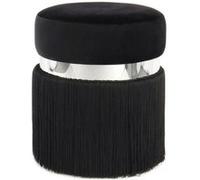 Pouf Rond Bicolore "Rebecca" 45cm Noir & Argent Noir G