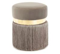 Pouf Rond Bicolore "Rebecca" 45cm Taupe & Or
