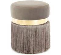 Pouf Rond Bicolore Rebecca 45cm Taupe & Or Marron G