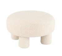 Pouf Rond Bouclette ""Teddy"" 52cm Blanc