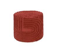 Pouf rond bouclette tuftée terracotta Ø43 x H 37cm - Nuba