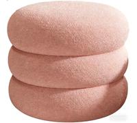 Pouf Rond Capitonné, Table Basse Moderne, Pouf Rembourré, Repose-Pieds pour Salon, Chambre Et Bureau(Pink/3rd)