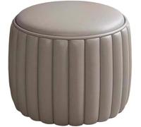 Pouf rond compact en cuir synthétique rose élégant pour salon et salle de bain Petit repose-pieds confortable (30 x 25 cm)