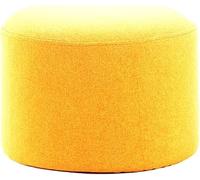 Pouf rond de couleur unie, tabouret multifonction en lin en bois massif solide confortable repose-pieds à chaussures à changer - jaune 40 x 26 cm