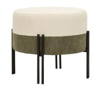 Pouf Rond Design "Duos" 49cm Crème & Vert