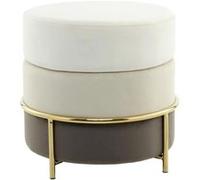 Pouf Rond Design en Velours "Matilda" 48cm Crème