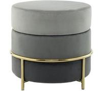 Pouf Rond Design en Velours "Matilda" 48cm Gris