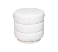 PEGANE Pouf Rond en Bouclette, Coloris Blanc - Diamètre 37,5 x Hauteur 40 cm