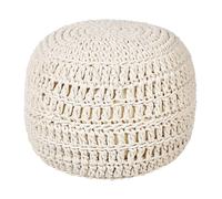 Pouf Rond en Coton Beige 40 cm Remplissage à Billes Polystyrène Décoratif Arpatu