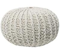 Pouf Rond en Coton Beige à Billes de Polystyrène Accessoire d'Intérieur Doux Conrad