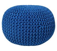 Pouf Rond en Coton Bleu à Billes de Polystyrène Accessoire d'Intérieur Doux Conr