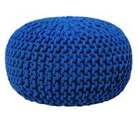 Beliani Pouf Rond en Coton Bleu Foncé à Billes de Polystyrène Coussin d'Intérieur Conrad