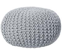 Pouf Rond en Coton Gris Clair à Billes de Polystyrène Coussin d'Intérieur C