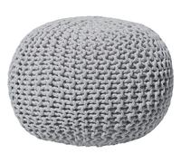 Beliani Pouf Rond en Coton Gris Clair à Billes de Polystyrène Coussin d'Intérieur Conrad
