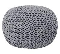 Pouf Rond en Coton Gris Foncé à Billes de Polystyrène Coussin d'Intérieur Conrad