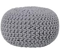 Pouf Rond en Coton Gris Foncé à Billes de Polystyrène Coussin d'Intérieur Conrad