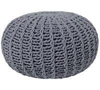 Pouf Rond en Coton Gris Foncé à Billes de Polystyrène Coussin d'Intérieur Conrad