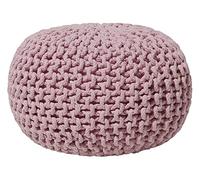 Pouf Rond en Coton Rose à Billes de Polystyrène Accessoire d'Intérieur Doux Conrad