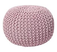 Pouf Rond en Coton Rose à Billes de Polystyrène Accessoire d'Intérieur Doux Conrad