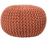 Beliani Pouf Rond en Coton Rouille à Billes de Polystyrène Accessoire d'Intérieur Conrad