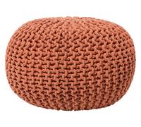 Pouf Rond en Coton Rouille à Billes de Polystyrène Accessoire d'Intérieur C