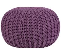 Pouf Rond en Coton Violet à Billes de Polystyrène Accessoire d'Intérieur Co