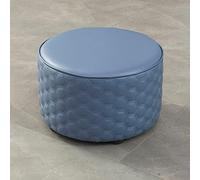 Pouf rond en cuir bleu pour salon, cuisine, chambre à coucher - Pouf élégant de 32 x 30 cm, décoration moderne, assise confortable, meuble polyvalent