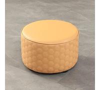 Pouf rond en cuir jaune pour salon, cuisine, chambre à coucher - Élégant 32 x 30 cm, repose-pieds confortable, décoration d'intérieur moderne, solution d'assise polyvalente
