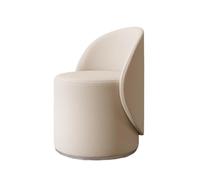 Pouf rond en cuir pivotant à 360° avec dossier - Repose-pieds rembourré - Siège de maquillage pour salon élégant et fonctionnel