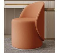 Pouf rond en cuir pivotant à 360° avec dossier - Tabouret de coiffeuse rembourré - Repose-pieds pour maquillage - Élégant et pratique - Meuble de salon