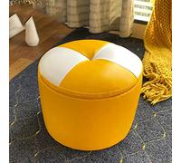 Pouf rond en cuir vert avec rangement pour salon et chambre à coucher avec finition cire à l'huile 29 x 33 cm