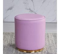 Pouf rond en cuir violet - Repose-pieds polyvalent pour chambre à coucher et salon, design compact, 32 x 35 cm, décoration élégante pour coiffeuse et changement de chaussures