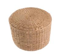 Pouf rond en jonc de mer tissé - Tabouret pour enfants - Petit tabouret à langer en rotin - Pour intérieur et extérieur - Repose-pieds - Pour jardin, chambre à coucher, salon, porche