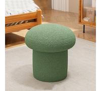 Pouf rond en laine d'agneau - Tabouret en bois massif en forme de champignon, repose-pieds rembourré doux pour salon, chambre à coucher et bureau