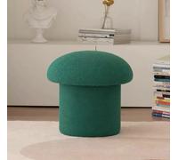Pouf rond en laine d'agneau - Tabouret en bois massif en forme de champignon, repose-pieds rembourré doux pour salon, chambre à coucher et bureau