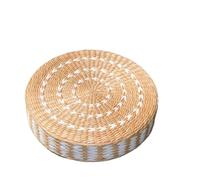 Pouf rond en paille tissée 40/45cm, coussin Tatami, tapis de méditation for siège Yoga ou tabouret Ottoman pour yoga, salon, balcon(White flower face,40 x 20cm)