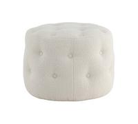 Venture Home - Pouf rond en polyester teddy Benjamin Blanc