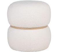 SNOVIK - Pouf Rond en Tissu Bouclé Blanc Ceinturé en MDF - Altobuy Blanc G