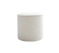 Miliboo Pouf Rond en Tissu Effet Laine bouclée Blanc D40 cm Paul